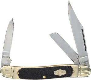 old timer 858otb genuine bone lumberjack 7.9in s.s. traditional folding knife with 3.4in clip point blade and bone handle for outdoor, hunting, camping and edc