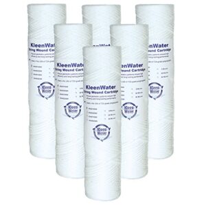 kleenwater kw2510sw replacement string wound water filters cartridges, dirt rust sediment filtration, made in usa, set of 6