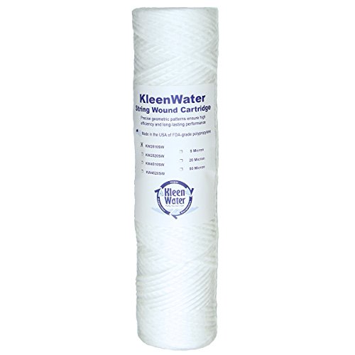 KleenWater KW2510SW Replacement String Wound Water Filters Cartridges, Dirt Rust Sediment Filtration, Made in USA, Set of 6