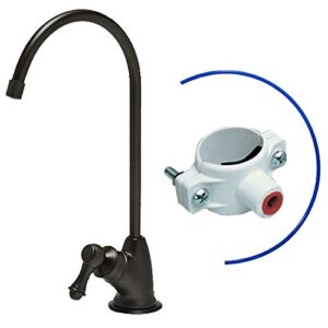 oil rubbed bronze reverse osmosis air gap faucet lead-free 100% safe by kleenwater tall loop style fits 1/4" and 3/8" tube, iapmo certified