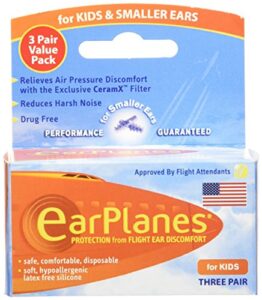 original children's earplanes by cirrus healthcare ear plugs airplane travel ear protection 3 pair bonus value pack