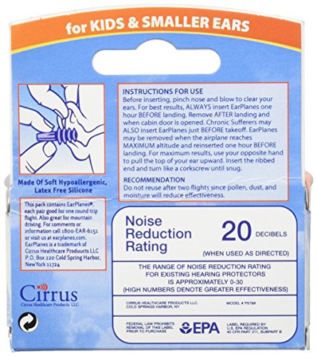 Original Children's EarPlanes by Cirrus Healthcare Ear Plugs Airplane Travel Ear Protection 3 Pair Bonus Value Pack