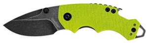 kershaw shuffle lime (8700limebw) multifunction pocket knife; 2.4” blackwash stainless steel blade; k-texture grip, liner lock, reversible deep-carry pocketclip, screwdriver, bottle opener; 2.8 oz