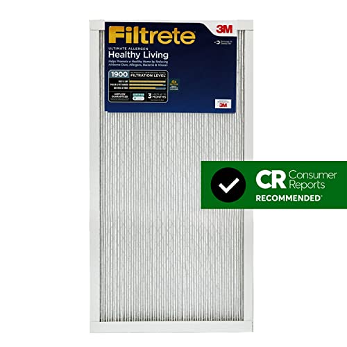 Filtrete 16x25x1 Air Filter, MPR 1900, MERV 13, Healthy Living Ultimate Allergen 3-Month Pleated 1-Inch Air Filters, 2 Filters