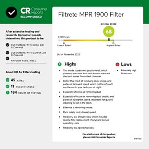 Filtrete 16x25x1 Air Filter, MPR 1900, MERV 13, Healthy Living Ultimate Allergen 3-Month Pleated 1-Inch Air Filters, 2 Filters