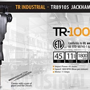 TR Industrial TR89105 Original Demolition Jack Hammer with Point and Flat Chisel Bit, Silver