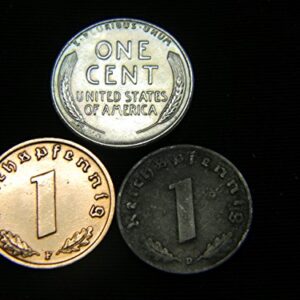 AU 1943 Steel Cent + Nazi Coin WW2 3rd Reich German US Lot