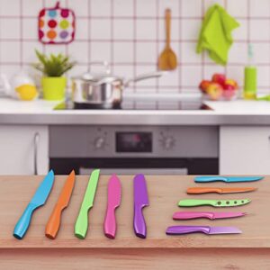 Knife Set with Magnetic Bar, Colorful 10-Piece Stainless Steel Kitchen Tools, Magnet Bar for Storage and Organization - Chef Knives by Classic Cuisine