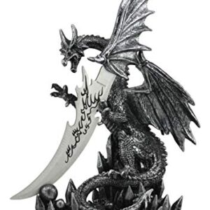 Ebros 13"Tall Large Dreamwork Fantasy Bahamut Elder Dragon Statue With Fire Dagger Blunt Knife As Letter Opener Or Decorative Dagger