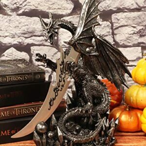 Ebros 13"Tall Large Dreamwork Fantasy Bahamut Elder Dragon Statue With Fire Dagger Blunt Knife As Letter Opener Or Decorative Dagger