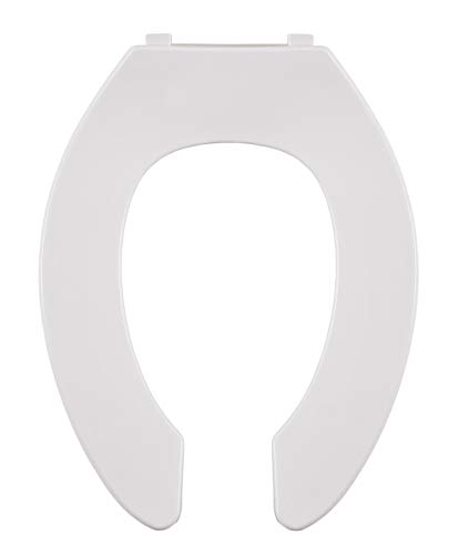 Centoco 550STSCC-001 Elongated Plastic Toilet Seat, Open Front No Cover, Stainless Steel Hinges, Regular Duty Commercial Use, White