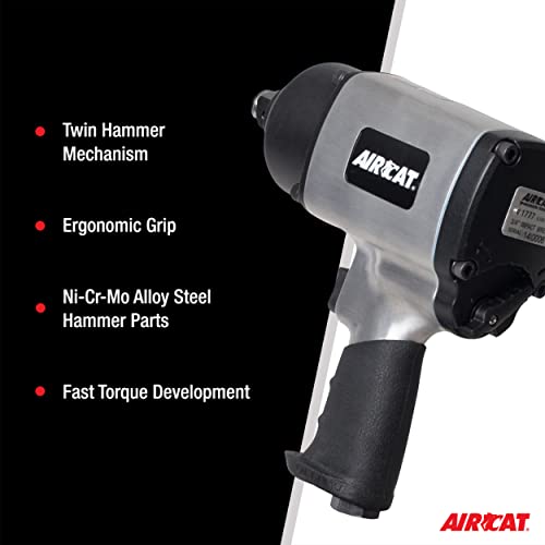 AirCat Pneumatic Tools 1777: 3/4-Inch Impact Wrench with Refined Design Twin Hammer 1,600 ft-lbs