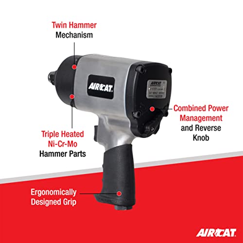 AirCat Pneumatic Tools 1777: 3/4-Inch Impact Wrench with Refined Design Twin Hammer 1,600 ft-lbs