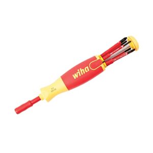 wiha 28393 insulated slim line precision pop up screwdriver set, slotted, 7-piece, red