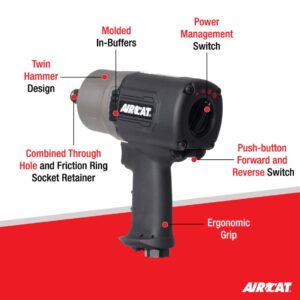 AIRCAT Pneumatic Tools 1770-XL 3/4 Inch Composite Impact Wrench 1600 ft-lbs