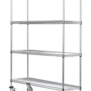 18" Deep x 48" Wide x 60" High 4 Tier Chrome Wire Shelf Truck with 800 lb Capacity