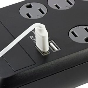 GE Surge Protector with 10 Outlets and 2 USB Ports, Twist-to-Lock, Black, 13476