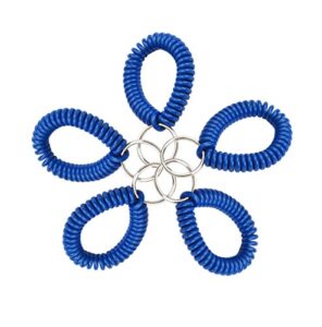 wrist coil with split key ring, blue, pk5