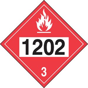 accuform hazard class 3, 1202 (diesel fuel), adhesive vinyl 4-digit dot placard, 10.25" x 10.75, mpl744vs1