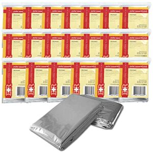 ever ready first aid mylar rescue blanket, large silver thermal sheet for emergency and survival, 54” x 84” – 20 count