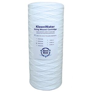 KleenWater String Wound Water Filter Cartridges, Made in the USA, 4.5 x 10 Inch, 50 Micron, Compatible with AP814 and AP801 Aqua-Pure, Pack of 3 Filters with O-Ring