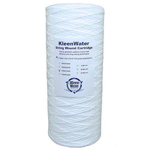 KleenWater String Wound Water Filter Cartridges, Made in the USA, 4.5 x 10 Inch, 50 Micron, Compatible with AP814 and AP801 Aqua-Pure, Pack of 3 Filters with O-Ring