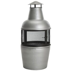 safavieh outdoor collection cartagena, silver and black chiminea,