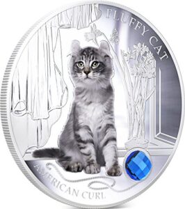 2013 fiji - dogs & cats - release 1 - fluffy cat - american curl - 1oz - silver coin - $2 uncirculated