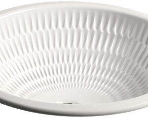 KOHLER K-17889-RL-K8 ARTIST EDITIONS Derring Design on Oval Under-Mount Bathroom Sink, Translucent White