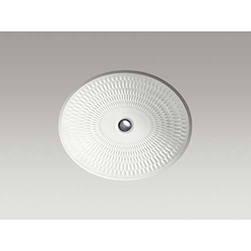 KOHLER K-17889-RL-K8 ARTIST EDITIONS Derring Design on Oval Under-Mount Bathroom Sink, Translucent White