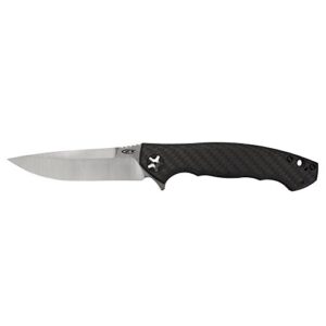 Zero Tolerance 0452CF; Pocket Knife with 4.1” Dual-Finished S35VN Steel Blade, Carbon Fiber Front and Titanium Back Handle Scales, KVT Ball-Bearing Opening, Frame Lock, Deep-Carry Pocketclip; 4.6 OZ.,Large