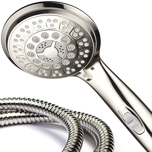 HotelSpa 9-Setting Luxury Brushed Nickel Hand Shower with Patented On/Off Pause Switch