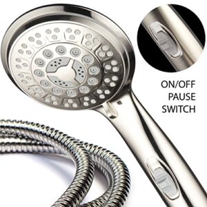 HotelSpa 9-Setting Luxury Brushed Nickel Hand Shower with Patented On/Off Pause Switch