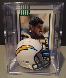 san diego chargers nfl helmet shadowbox w/junior seau card