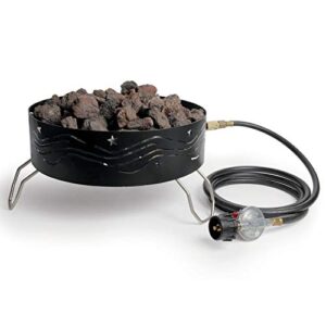 camco 58041 portable campfire outdoor propane heater compact fire pit with lava rocks for camping, tailgating, and patios, black