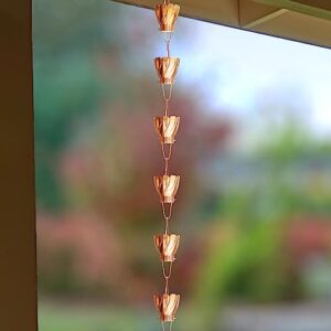 Monarch Rain Chains 14003 Pure Copper Akira Rain Chain, 8-1/2 Feet Length Replacement Downspout for Gutters