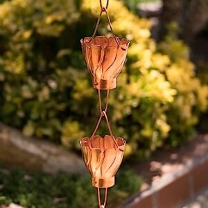 Monarch Rain Chains 14003 Pure Copper Akira Rain Chain, 8-1/2 Feet Length Replacement Downspout for Gutters