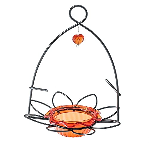 Birds Choice OFF Oriole Flower-Shaped Feeder w/Heart Ornament, Oriole Nectar & Jelly Feeder, 3oz Capacity, Orange