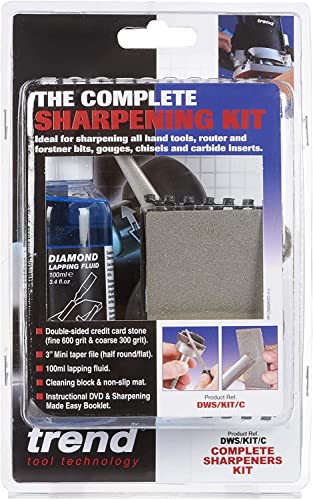 Trend Complete Diamond Sharpening Kit: Double-Sided Credit Card Stone & Mini Taper File w/ Lapping Fluid, Cleaning Block, Instructional DVD & Guide, DWS/KIT/C