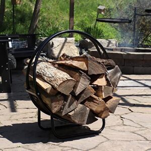 Sunnydaze 24-Inch Firewood Log Hoop - Indoor/Outdoor Round Tubular Steel Wood Storage Holder