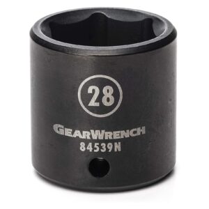 gearwrench 1/2" drive 6 pt. standard impact socket, 28mm - 84539n