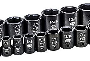 GEARWRENCH 19 Pc. 1/2" Drive 6 Pt. Standard Impact Socket Set, SAE - 84932N