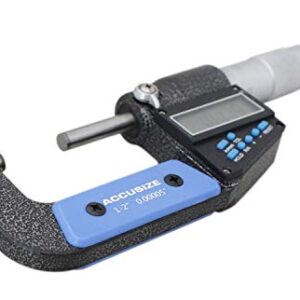 Accusize Industrial Tools 1-2''/25-50 mm by 0.00005''/0.001 mm 7-Key Electronic Digital Micrometer, Water Proof, Ac21-2022