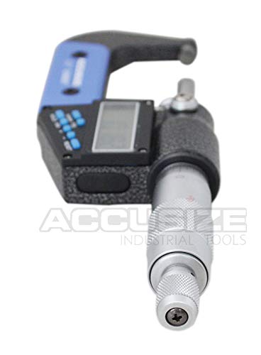 Accusize Industrial Tools 1-2''/25-50 mm by 0.00005''/0.001 mm 7-Key Electronic Digital Micrometer, Water Proof, Ac21-2022