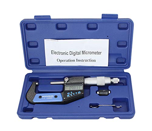 Accusize Industrial Tools 1-2''/25-50 mm by 0.00005''/0.001 mm 7-Key Electronic Digital Micrometer, Water Proof, Ac21-2022