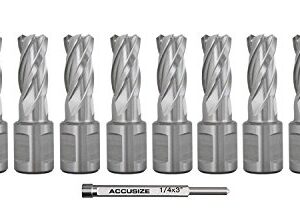 Accusize Industrial Tools 11/16'' X1'' Cutting Depth H.S.S. Annular Cutter with 1 Pc Pilot Pin, 2080-2016Pin