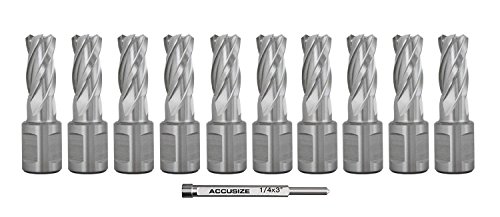 Accusize Industrial Tools 11/16'' X1'' Cutting Depth H.S.S. Annular Cutter with 1 Pc Pilot Pin, 2080-2016Pin