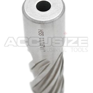 Accusize Industrial Tools 11/16'' X1'' Cutting Depth H.S.S. Annular Cutter with 1 Pc Pilot Pin, 2080-2016Pin