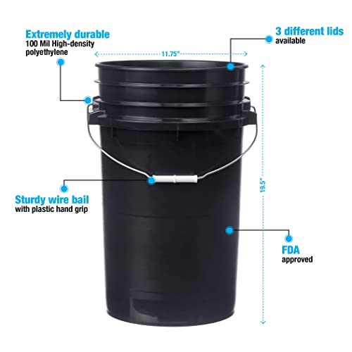 Hudson Exchange 7 Gallon HDPE Bucket, Black, (2030)