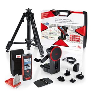 Leica DISTO S910 Pro Pack 984ft Range Laser Distance Measurer Pro Kit, Point to Point Measuring, Hard Case, TRI70 Tripod, FTA360S Adapter, Red/Black